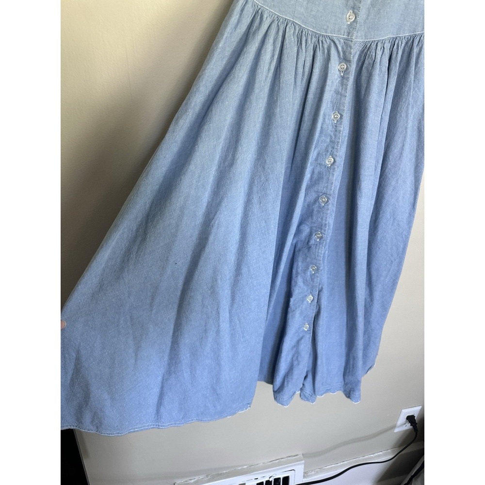Vintage Prairie Cottagecore Western Denim Circle Skirt Dress SMALL/MEDIUM - Picture 3 of 16